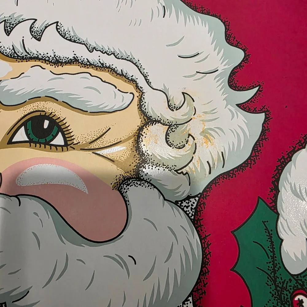 Vintage Joybrite 17in‎ Christmas Santa Claus Placemat, Set of 10, Vinyl Cutout